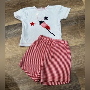 Like new, Petit Ami fireworks shirt and shorts set, 24 months